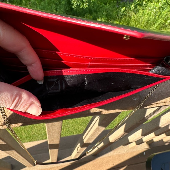 Lodis Black leather wallet with red inside, with 24” purse strap, like 🆕 - Picture 9 of 12